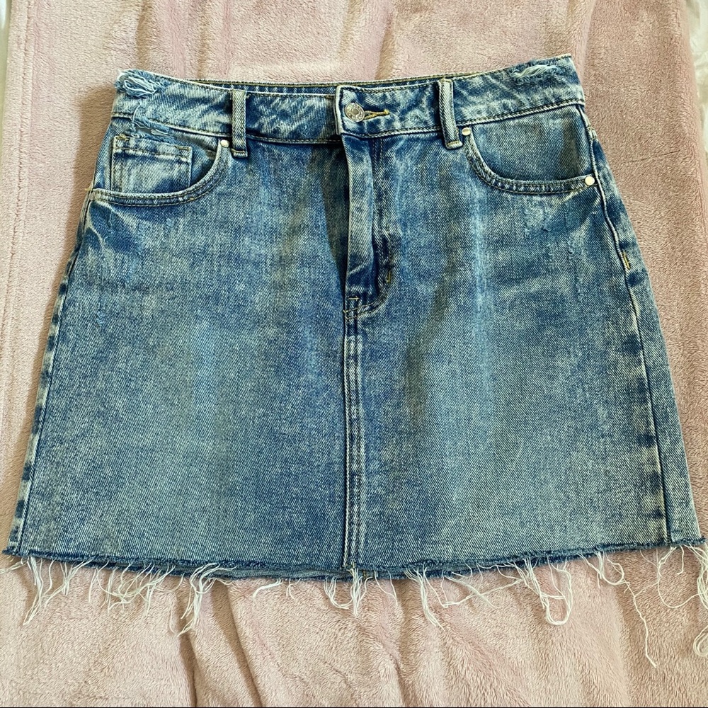 Pacsun Acid wash frayed denim skirt